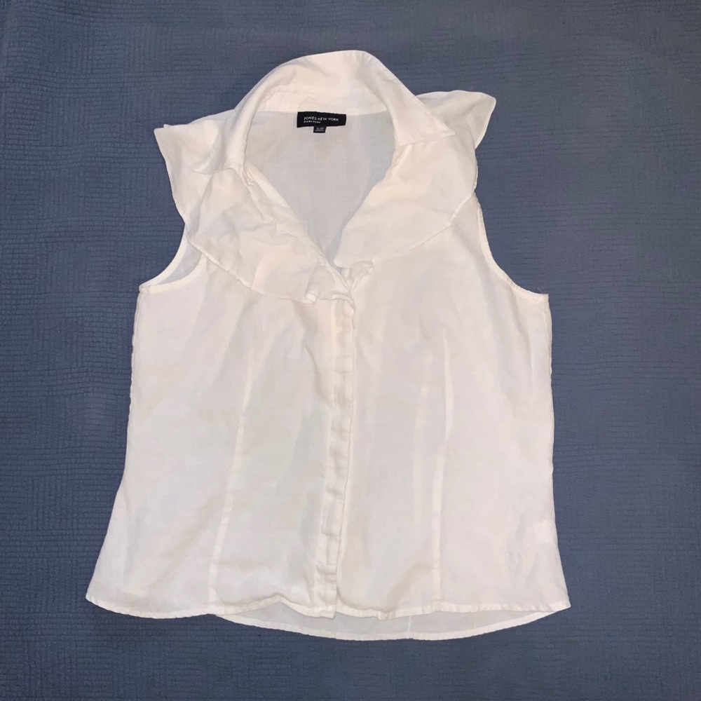 Jones New York White Sleeveless Blouse